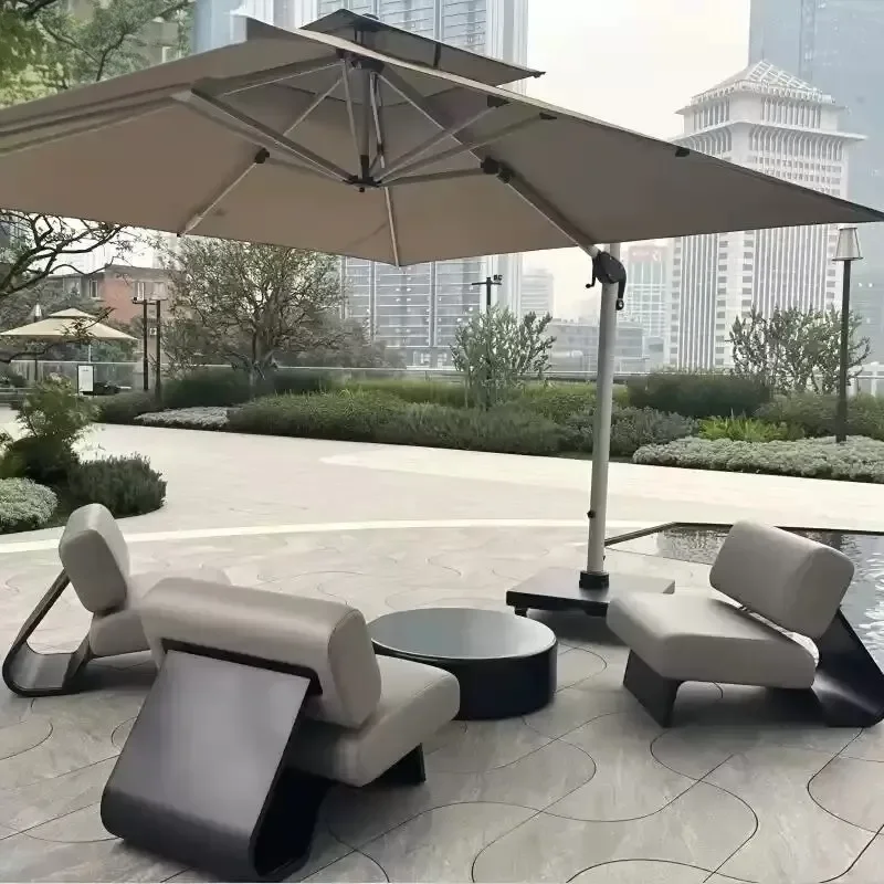 for Outdoor Stainless Steel Sofa High End Leather Swing Chair Creative Courtyard Furniture for Yacht Reception Patio Seating