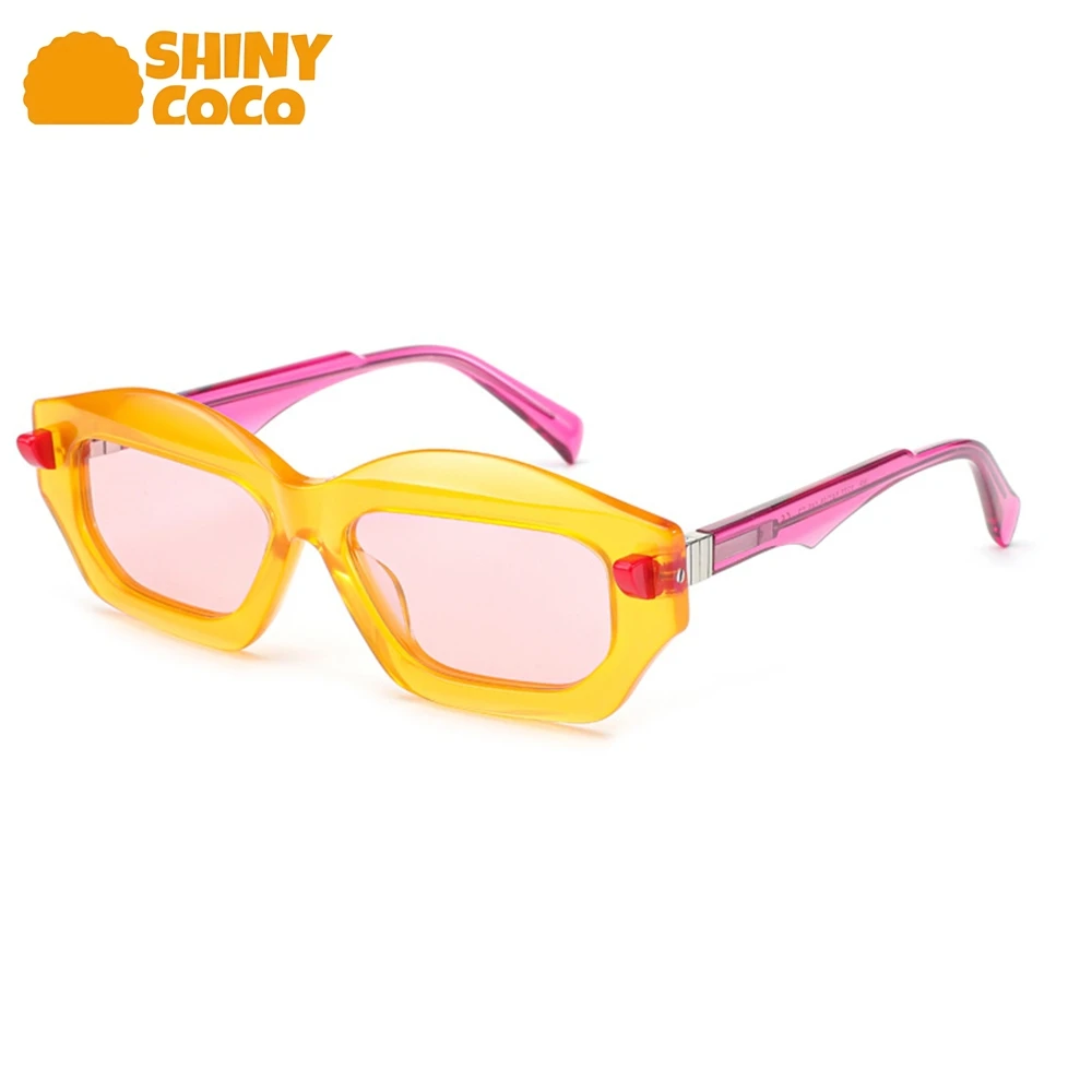 Shinycoco marca de luxo europeu e americano pequeno rosto óculos de sol simples e retro quente menina casal estilo óculos de sol