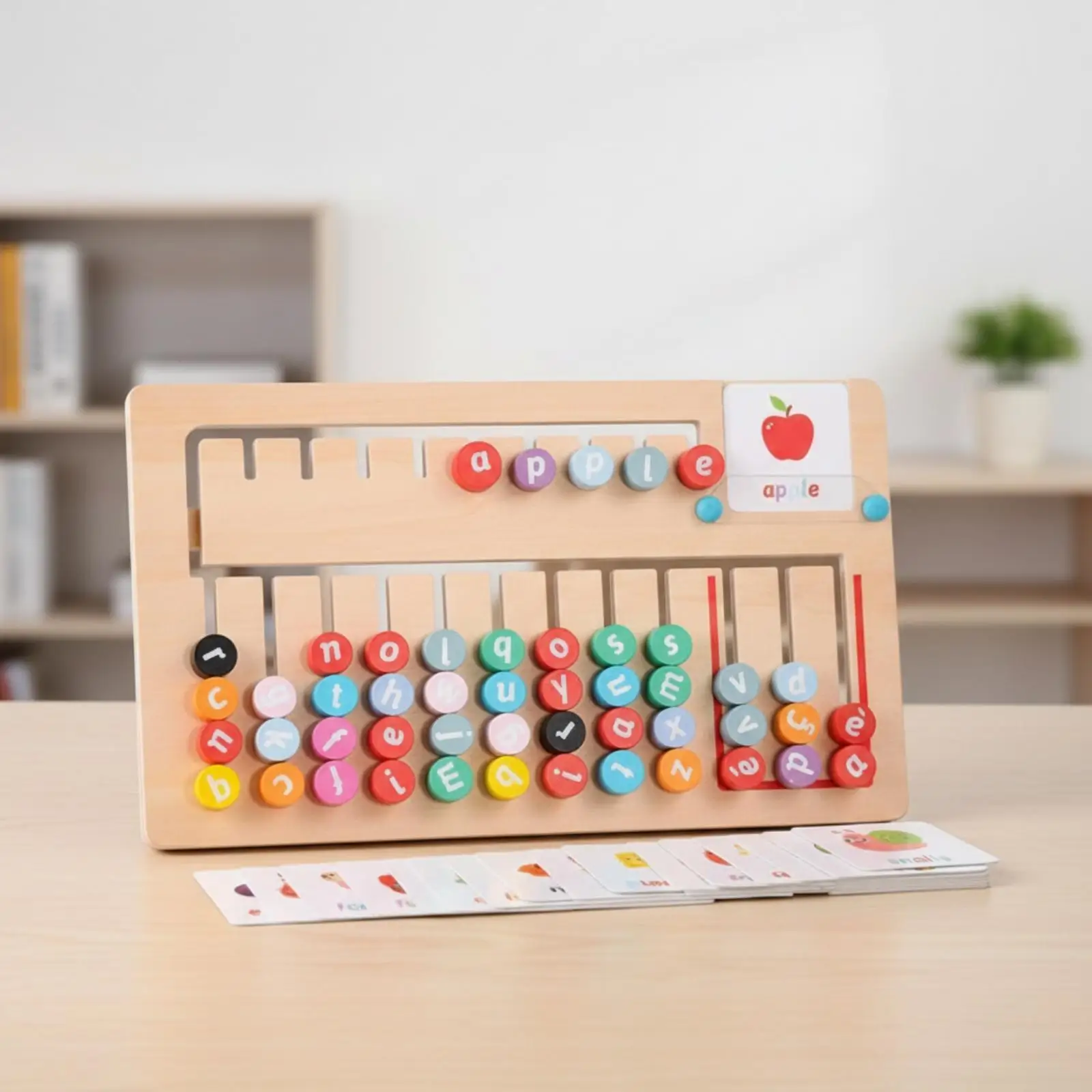 Wooden See and Spell Word Game Gift Letter-Based Letter Word-Building Board Spelling Game with Flashcards Multi-Sensory