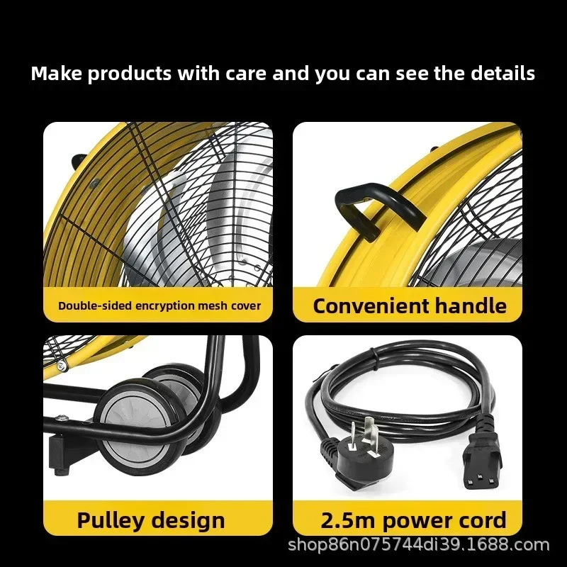 Excelente Ventilador Industrial de Tambor de 20 Pulgadas, Potente Ventilador de Extracción con 3 Velocidades, Ventilador Industrial de Alta Potencia
