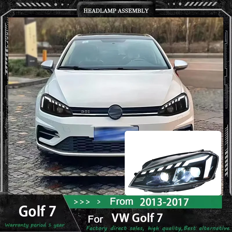 

Автомобильная фара в сборе для VW Golf 7 2013 2014 2015 2016 2017 2018 светодиодная фара MK7, детали поворотного фонаря Plug and Play, 2 шт.
