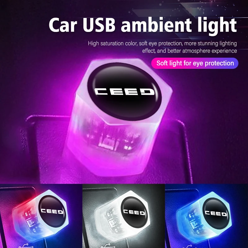 Car Atmosphere USB Mini LED Light Ambient Colorful Lamp For KIA Sorento Stinger Soul Spectra Niro Cadenza Sephia