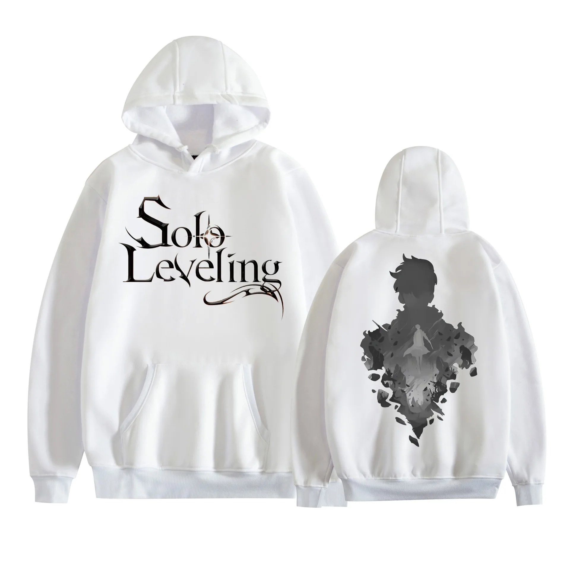 Solo nivelamento hoodies branco merch unisex moda casual streetwear pulôver streetwear moletom roupas moda outwear