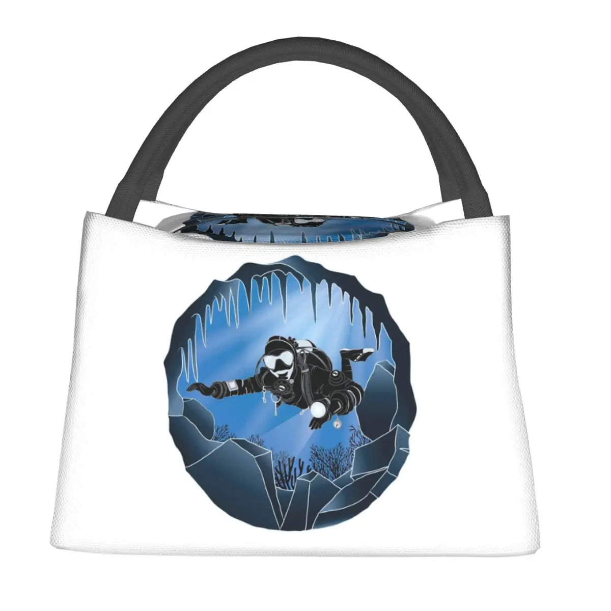 Cave Diving Art - Underwater Scuba Diver Lunch Bags Bento Box Lunch Tote Picnic Bags Thermal Bag for Woman Children Office