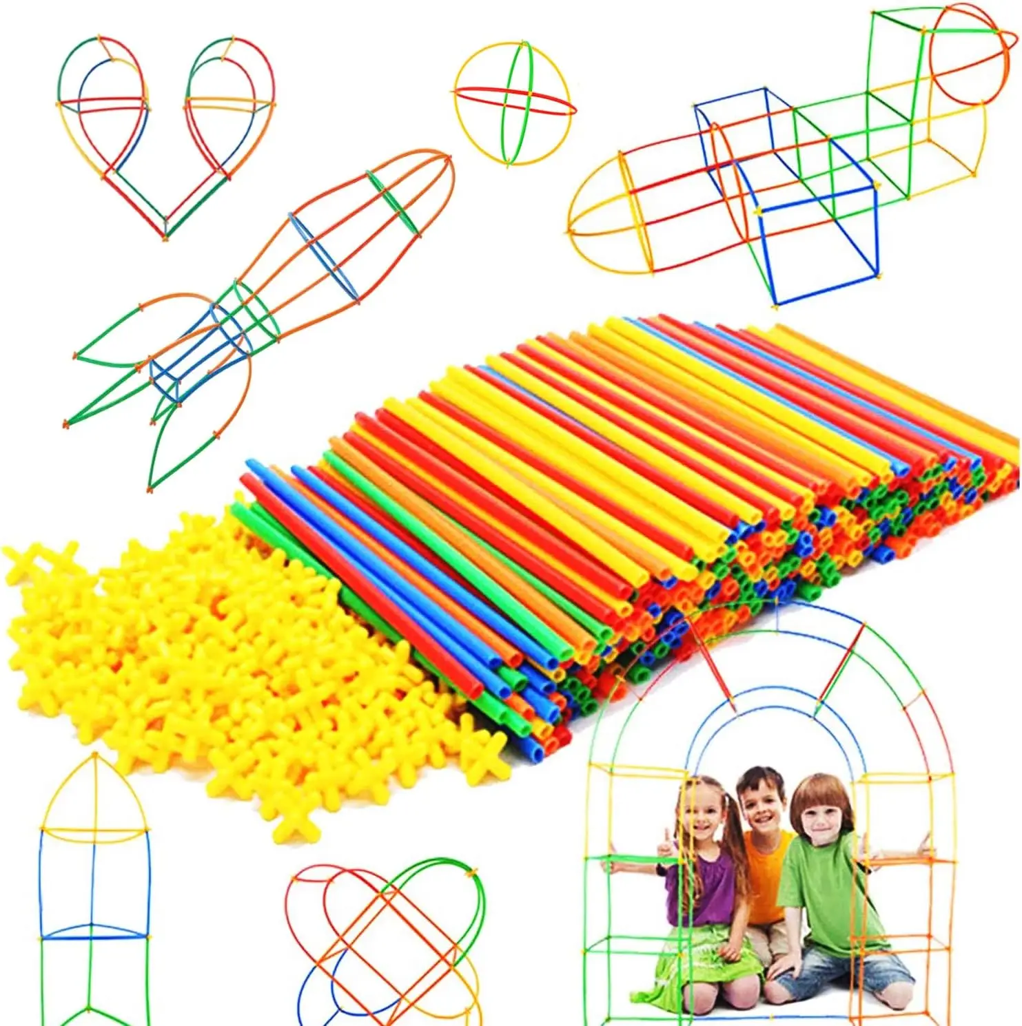 Straw Constructor Toys Building Toys Straws and Connectors Building Sets Engineering Connector Blocks Educational Toy For Kids