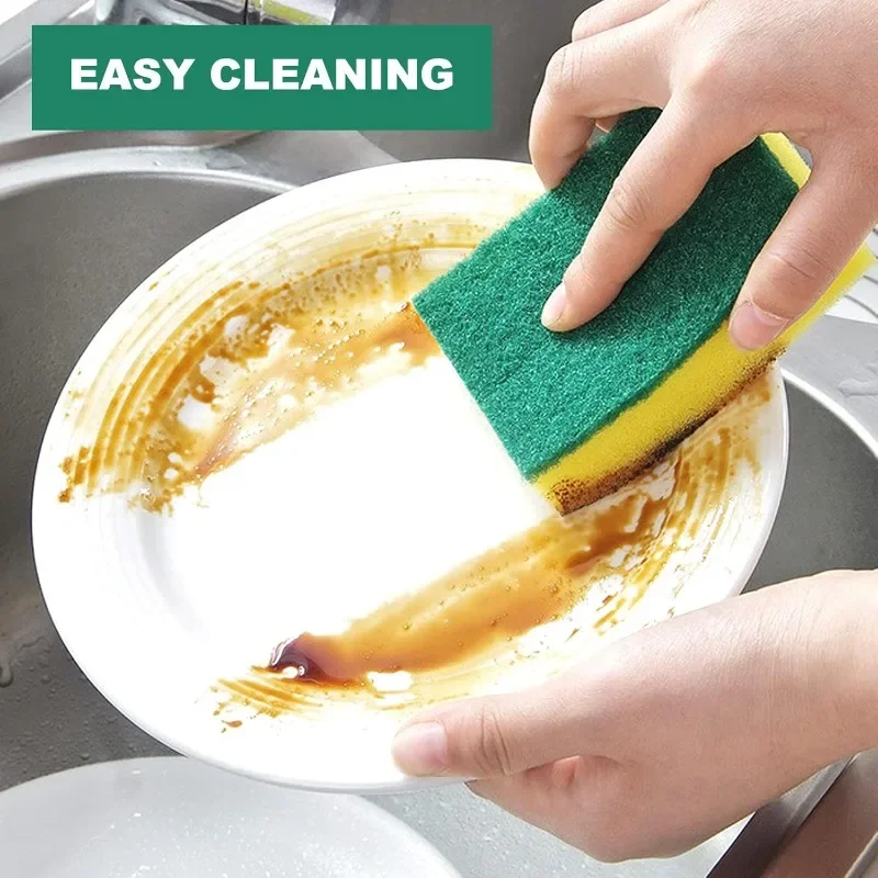 80/1pcs Magic Double-sided Cleaning Sponge Highly Absorbent Kitchen Dishwashing Pot Rust Stain Sponges Brushes Tools Wholesale