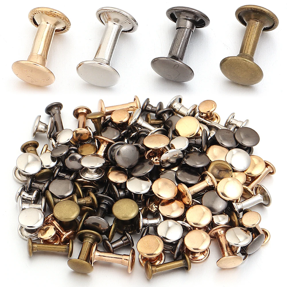 50Sets Iron Round Double Sided Rivet Snaps Metal Rivet Buttons for Leather Craft Shoe Bag Belt Garment Bracelet DIY Repair