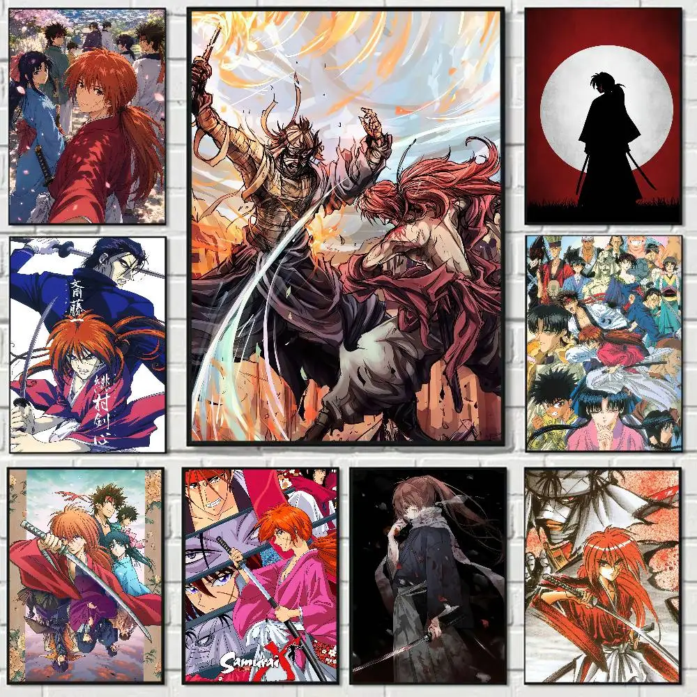 Anime Rurouni Kenshin Cartoon Anime Poster Watercolor Art Kids Room Decoration Wall Hanging Painting Kids Gift