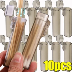 10/1pc Portable Toothpick Box Plastic Toothpick Storage Boxes Dispenser with Spring Switch Outdoor Travel Home Restaurant Supply