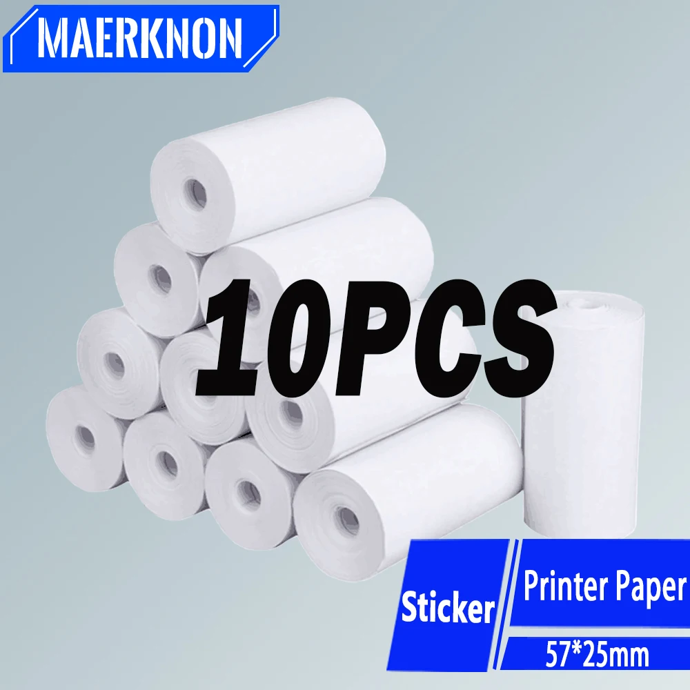 10 Rolls 57x25MM Thermal Paper Label Sticker White Non-Adhesive Rolls Paper Children Camera Instant Photo Inkless Printing Paper