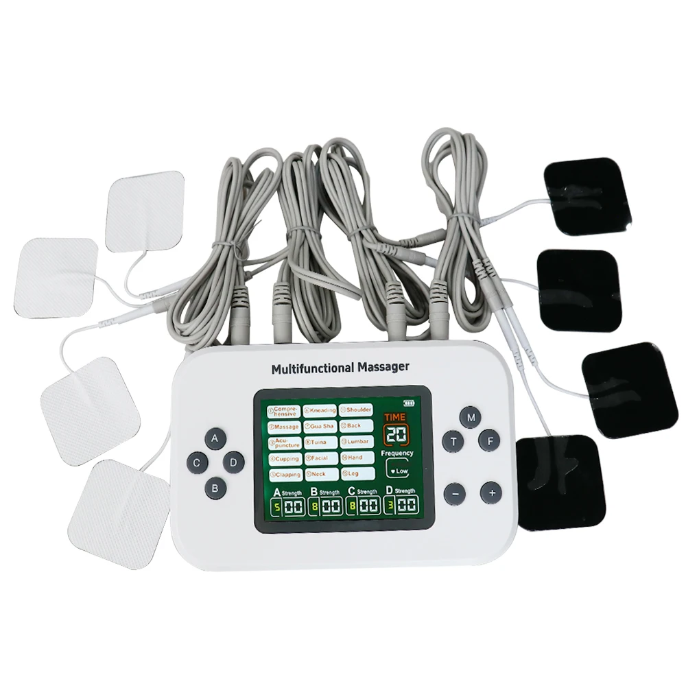 

Electric Pulse Tens Massager 4 Outputs Digital Therapy EMS Muscle Stimulator Acupuncture Body Massage Slimming Electrostimulator
