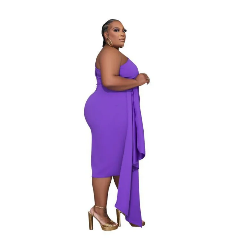 WSFEC XL-5XL abiti da sera per le donne 2023 primavera estate Plus Size abbigliamento Ruffles irregolari aderente Sexy elegante vestito da partito