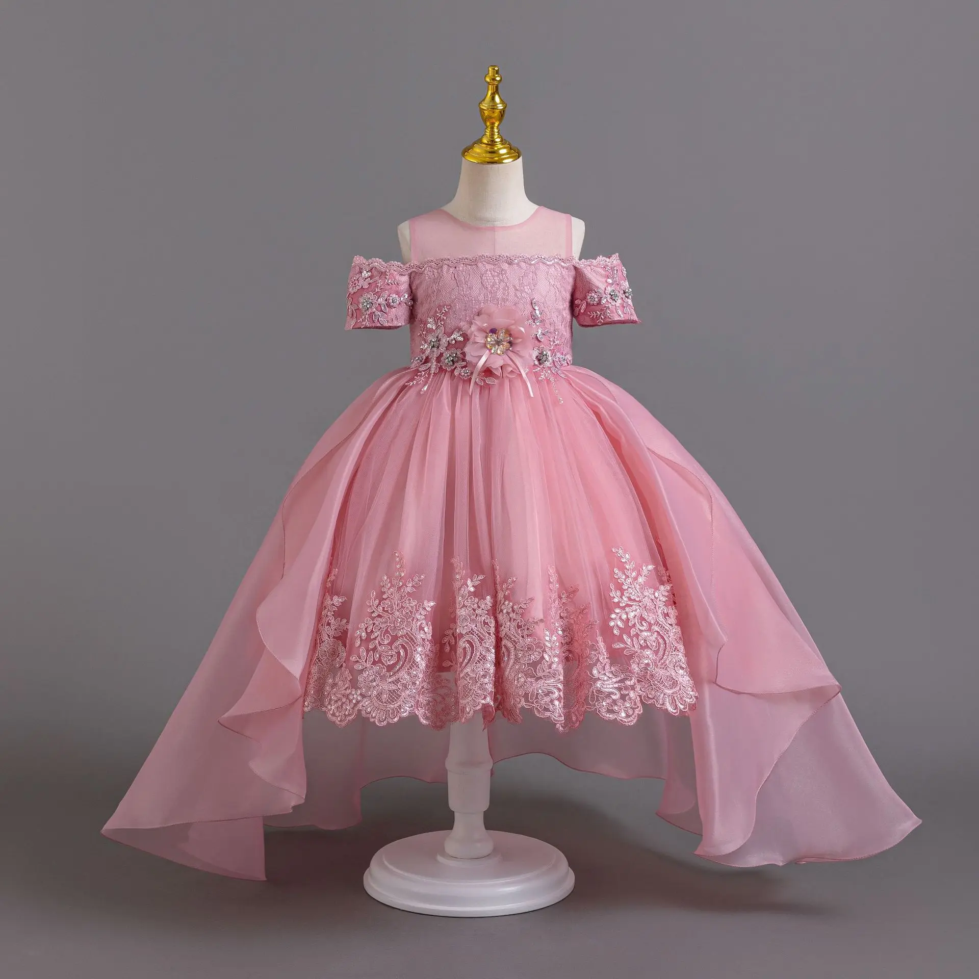 Ceremonial Puffy Flower Girl Evening Dress for Wedding Children Elegant Dresses Kid Girls' White Clothes 3 to 10 Years