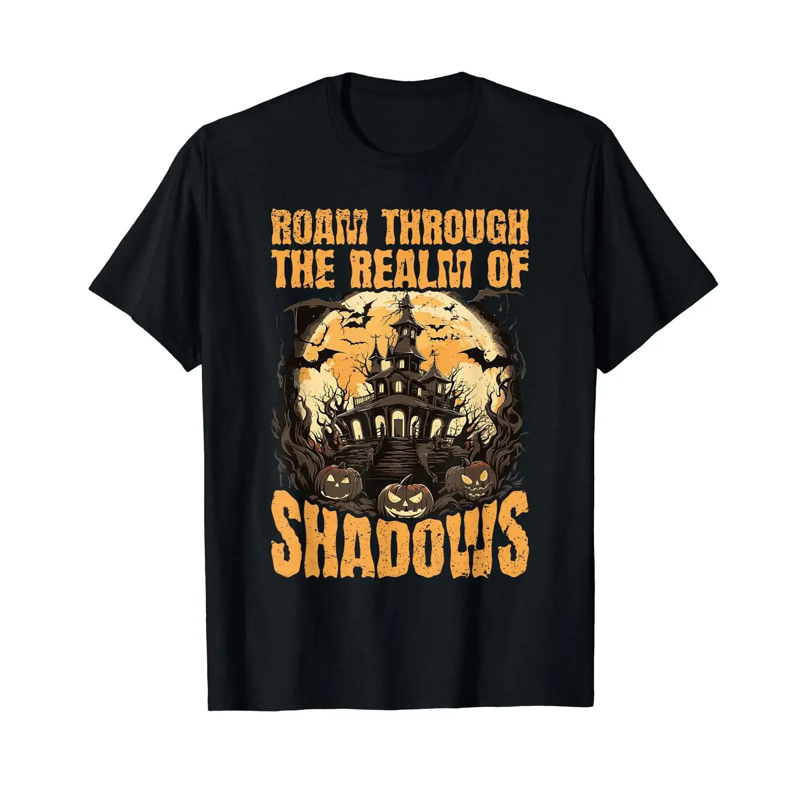 Sponsored Ad Roam Through Realm Of Shadows Halloween Vacation Traveling T Shirt black vintage Washed Slightly Stretched Casual
