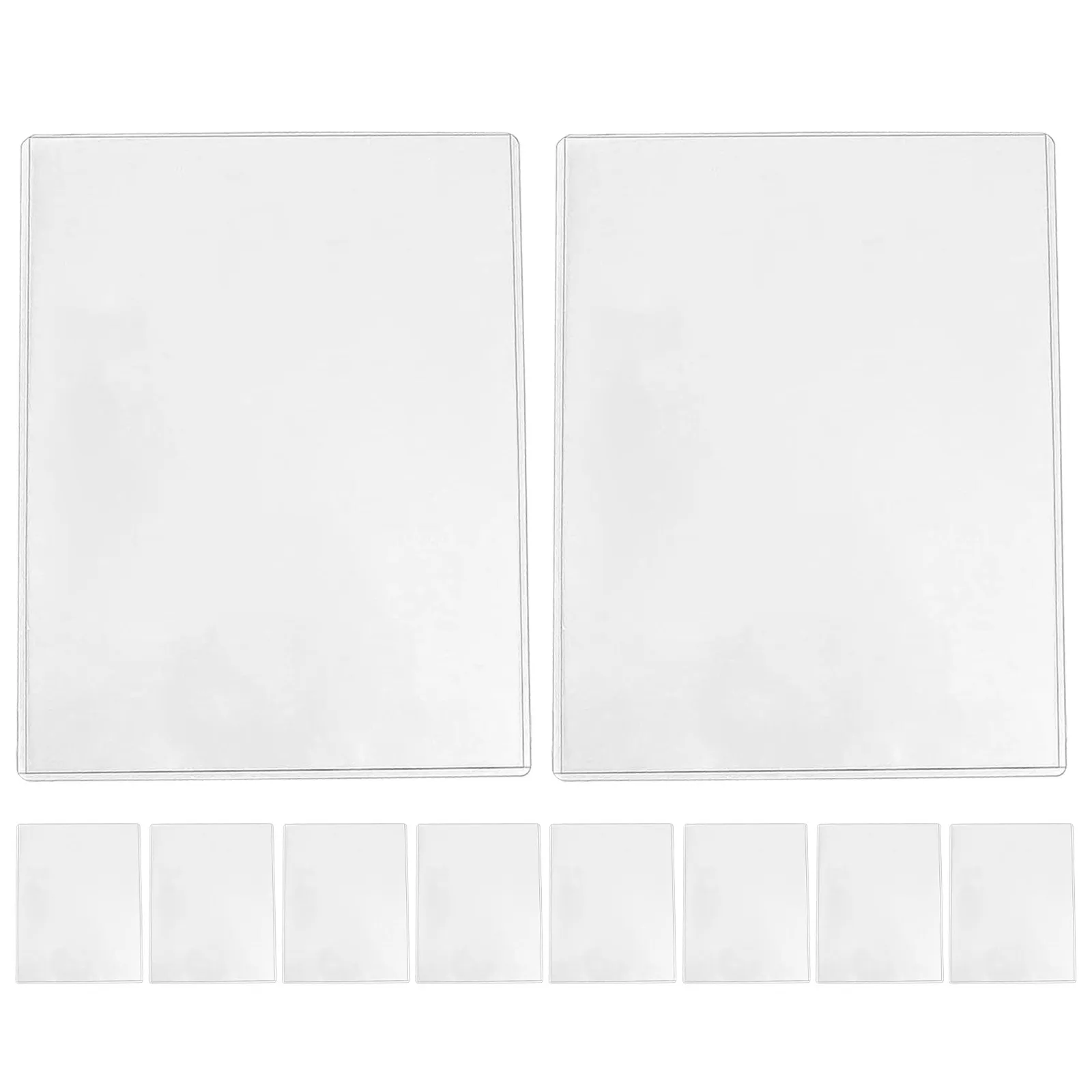 10Pcs Plastic Waterproof Hard Plastic Card Sleeve Holder Document Sleeves Rigid Clear PVC Thick 5X11 Paper Office