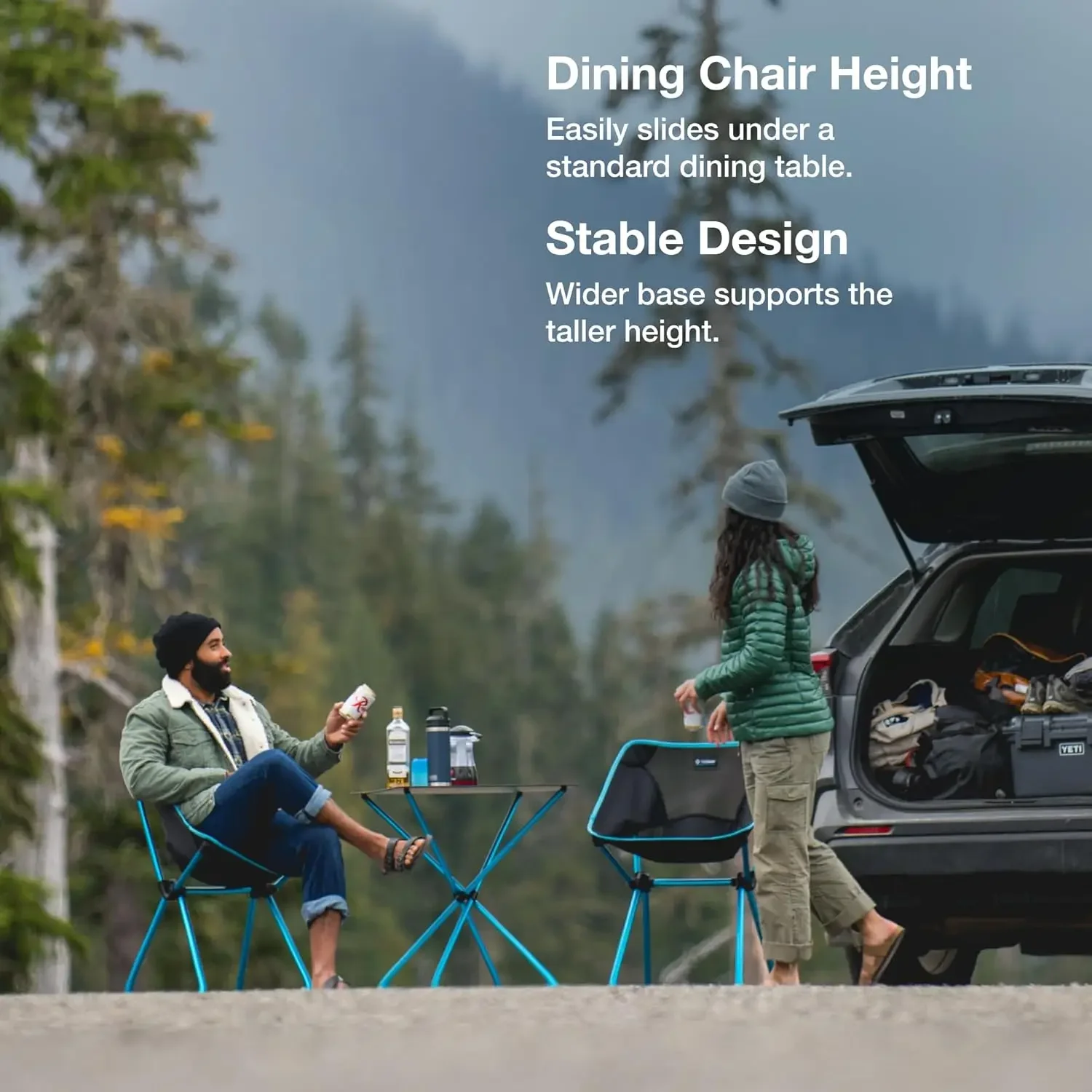 Sedia da caffè Sedia da pranzo pieghevole per esterni, nera