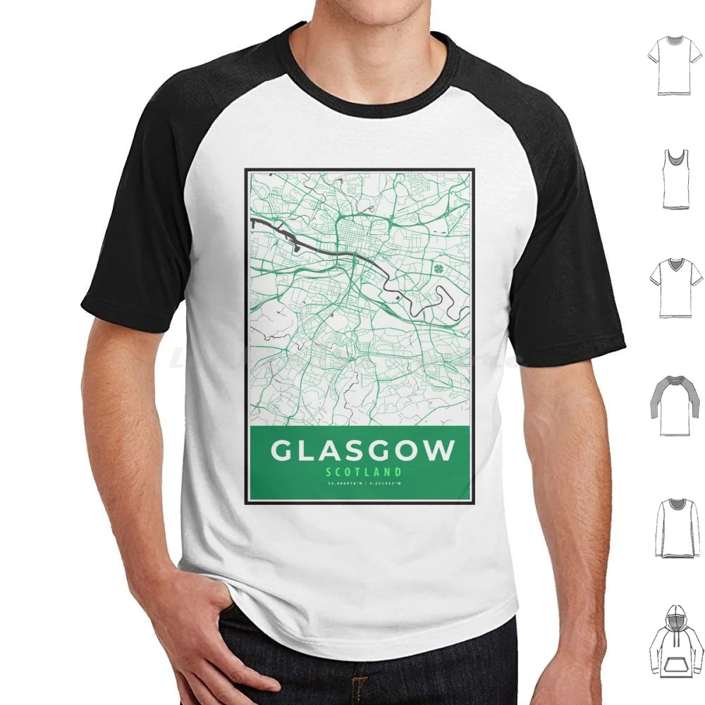 Glasgow-Scotland-City Street Map T Shirt 6xl Cotton Cool Tee Glasgow Scotland United Kingdom Map Soccer Football Old Firm Uk
