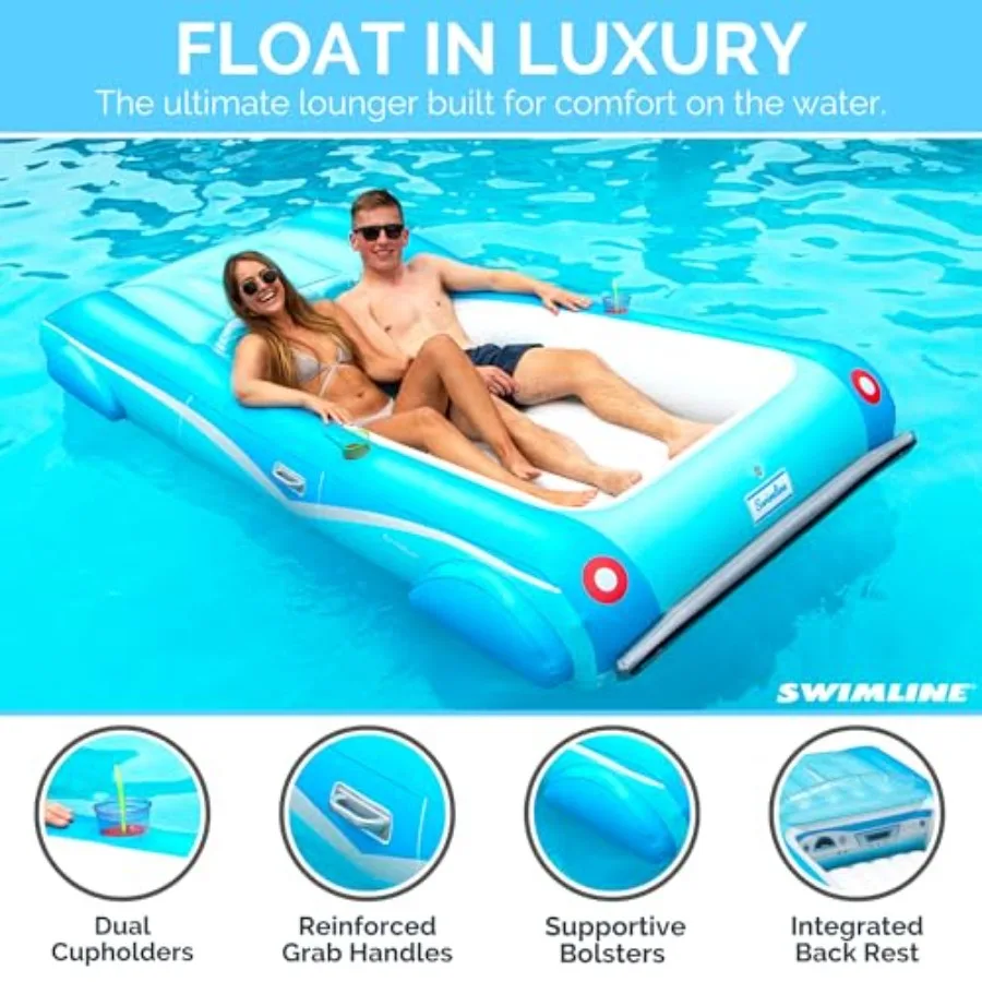 Inflatable Swimming Pool Float Lounger Raft Mattress for Outdoor Water Fun PVC Material Blue Lightweight and Quick-Inflate Desi