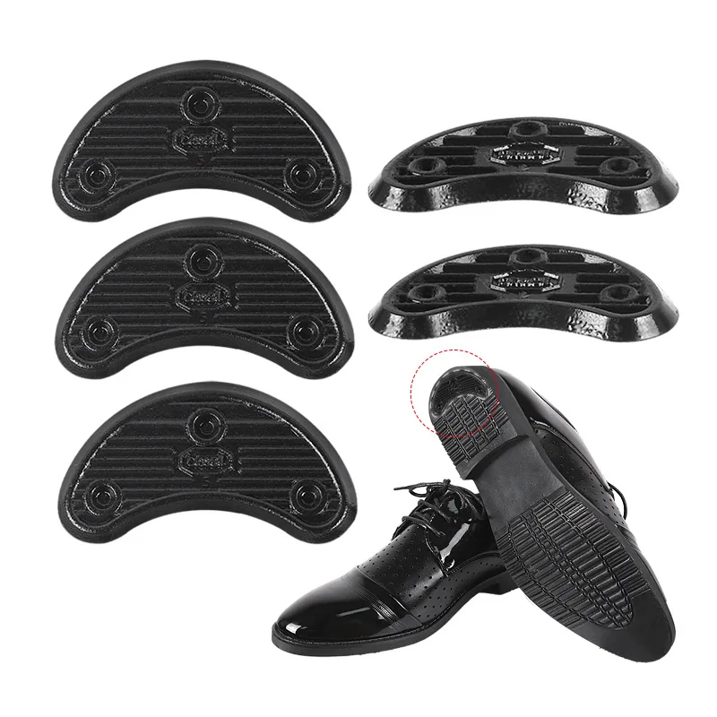 2 Pair Rubber Shoes Heel Toe Plates Taps Sole Protectors Repair Horseshoe Offset Sole Anti Slip Heel Patch Repair Shoe Material