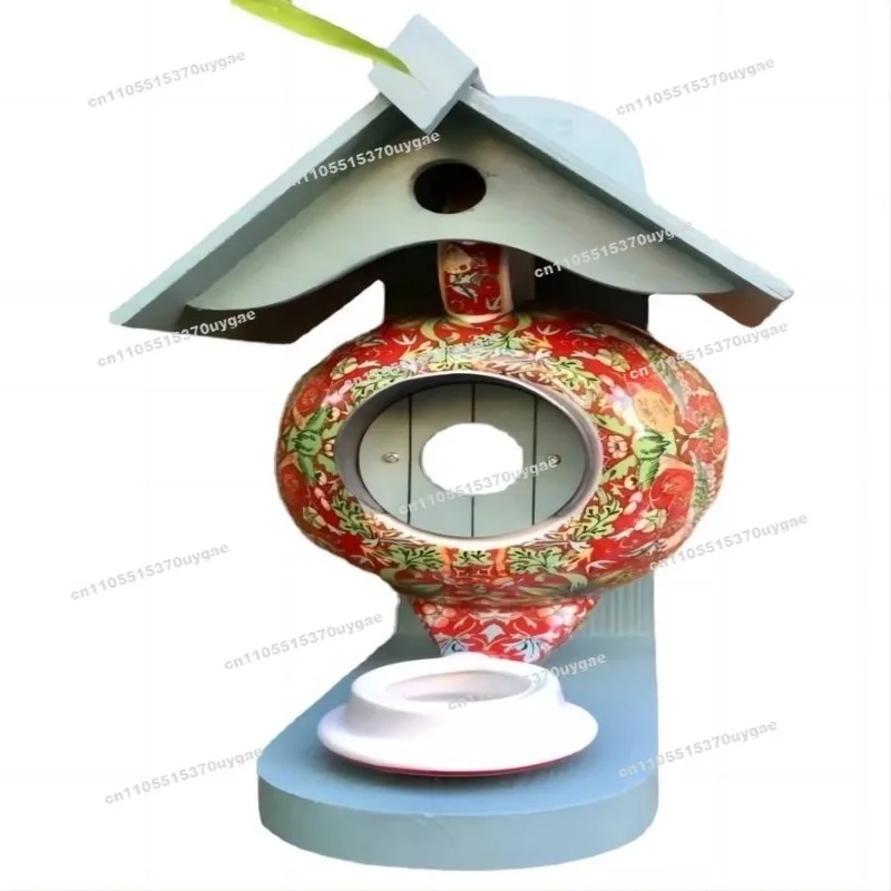 Teal Teapot Birdhouse and Feeder Patio Decoration
