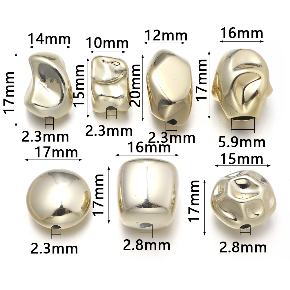 5-10pcs/lot Irregular Shaped Acrylic Spacer Beads Gold Color Loose Beads For Handmade Bracelet Earrings DIY Jewelry Accessories