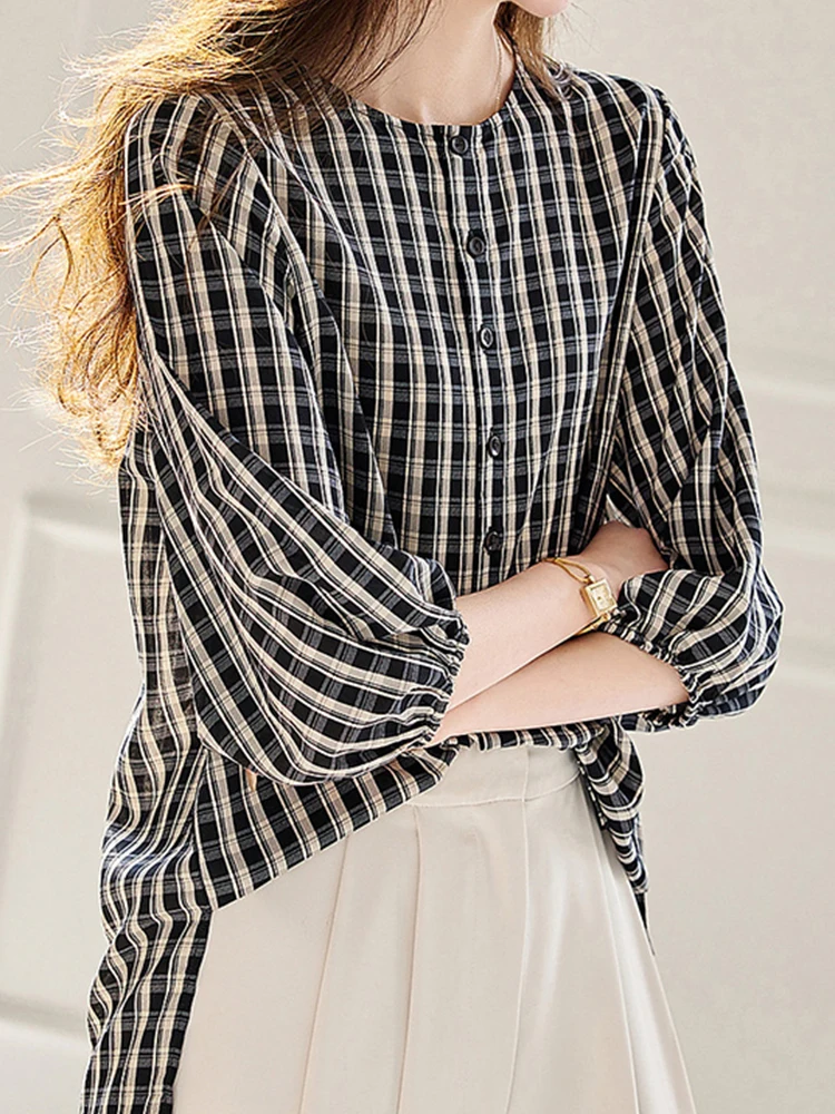 

Retro Anti-Aging Gentle Sle irt Summer Faionable Versatile Slimming Chiffon Blouse Trendy Single Buttoned Top