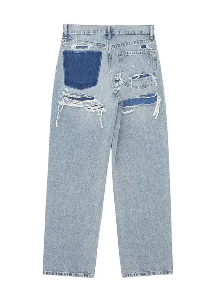 

Loose Trousers Patchwork Korean Casual Streetwear Y2K Jeans Baggy Jeans Women High Waisted Vintage Denim Pants Fashion Jeans