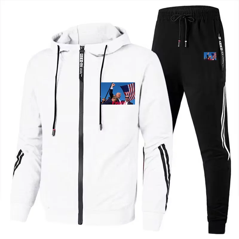 

2024 New Men's Luxury Printed AD Set, Casual Hoodie and Pants Set, 2-piece Windproof Designer Outdoor Sports Warmth Set