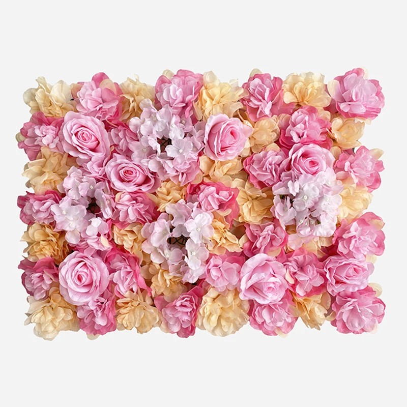 Artificial Flowers Wall Backdrop Panel 3D Faux Roses Wall for Wedding Party Baby Shower Background Home Shop Decoration