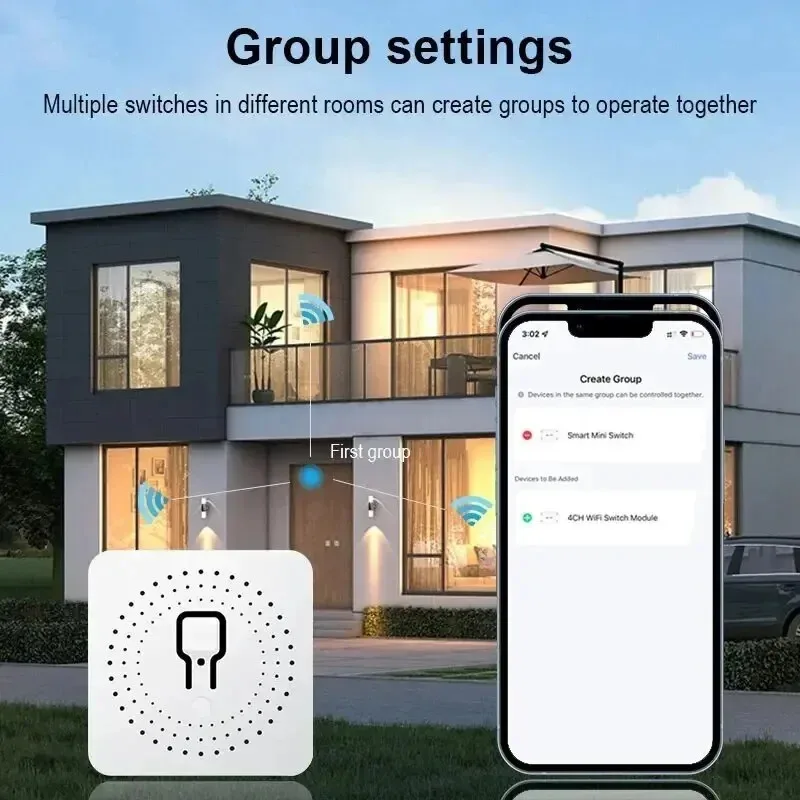 16A WiFi Smart Home Module - 2-Way Control Light Switch Works with Tuya Smart Life, Alexa & Google Home