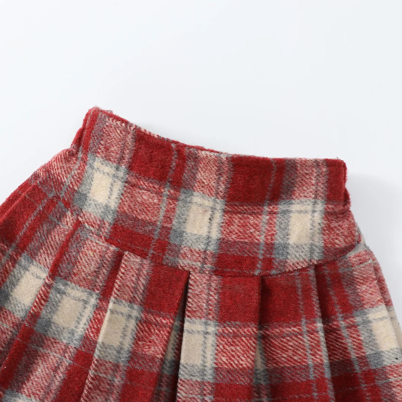 School Girls Christmas Plaid Skirt Autumn Winter Woolen New Year A-line Short Skirt for Kids Fashion Festive Party Holiday Skirt