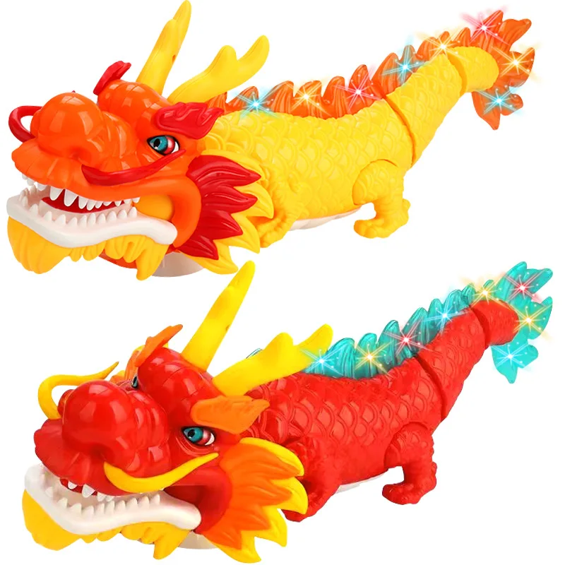 Children's Electric Dragon Dance Toys New Chinese Dragon Gimbal Swinging Dazzling Colorful With Music Light Dragon Dance Toys