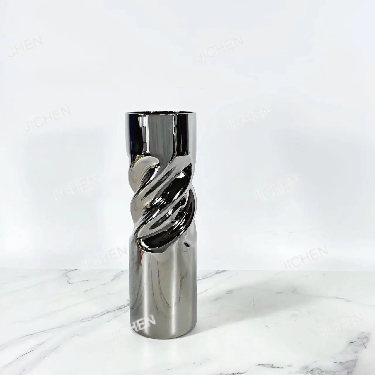 

Современная простая стеклянная ваза HN для декора дома, гостиной, журнального столика, прихожей, серебряная, для цветочных композиций