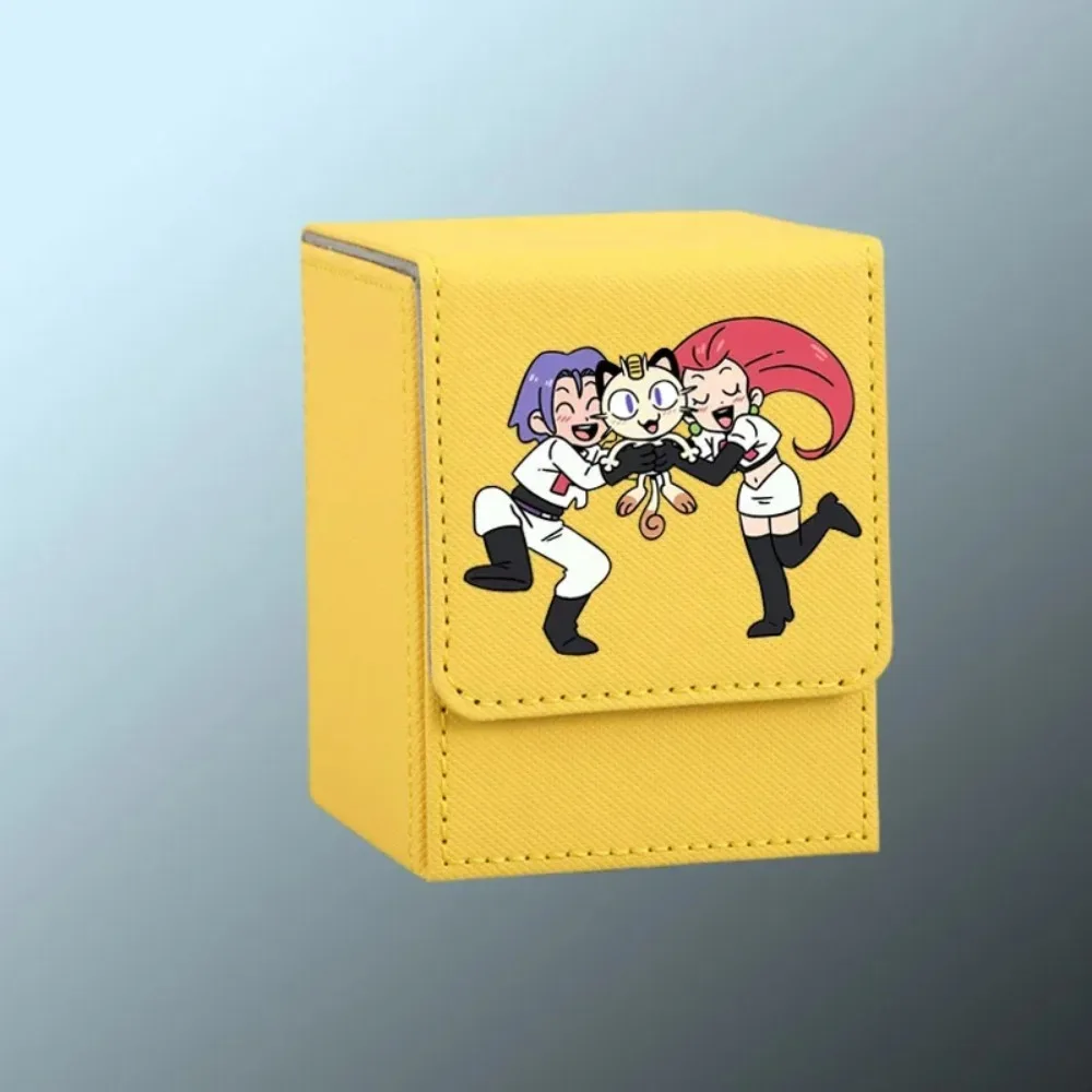 For Pokemon Team Rocket R Logo Self Made Leather Card Storage Box Jessie James Meowth Classics Anime Game Collection Card Toys