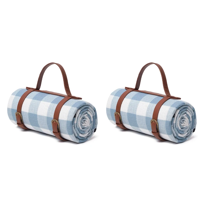 

2X Picnic Blanket Picnic Rug Waterproof Lawn Blanket Tote Portable Indoor Home Blanket Sandproof Beach Mat