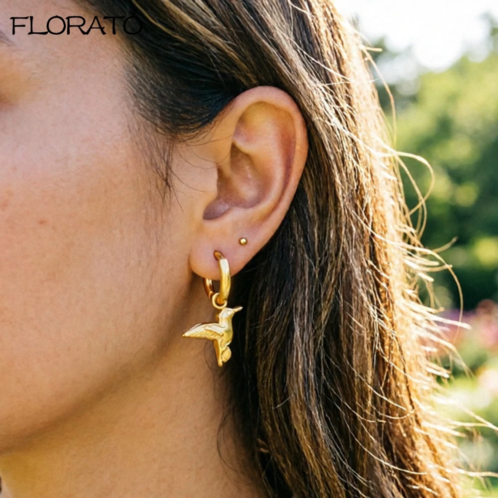 

Серьги-подвески из стерлингового серебра 925 пробы с винтажным золотым покрытием в виде голубя, в стиле рок-панк, шик, 2026