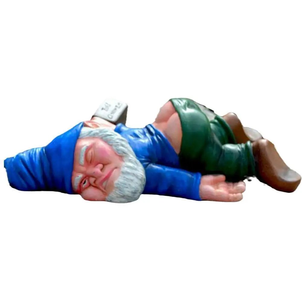 Garden Resin Sculpture Yard Decor Decoration  Garden Gnome Drunk Dwarf Statues Decoration Creative Drunk Patio Gnome Statue