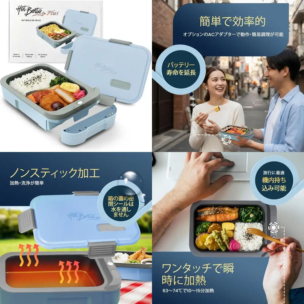 

Портативный перезаряжаемый подогреватель для обедов с 10-минутным нагревом и съемным аккумулятором для детей, идеально подходит для школы, офиса и путешествий