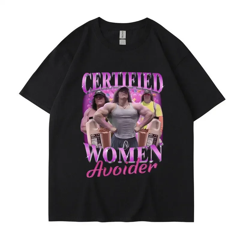 Certified Women Avoider Sam Sulek T Shirt Vintage Gym Fitness Lovers T-shirts Men Women Oversized Fashion Cotton T-Shirt Male