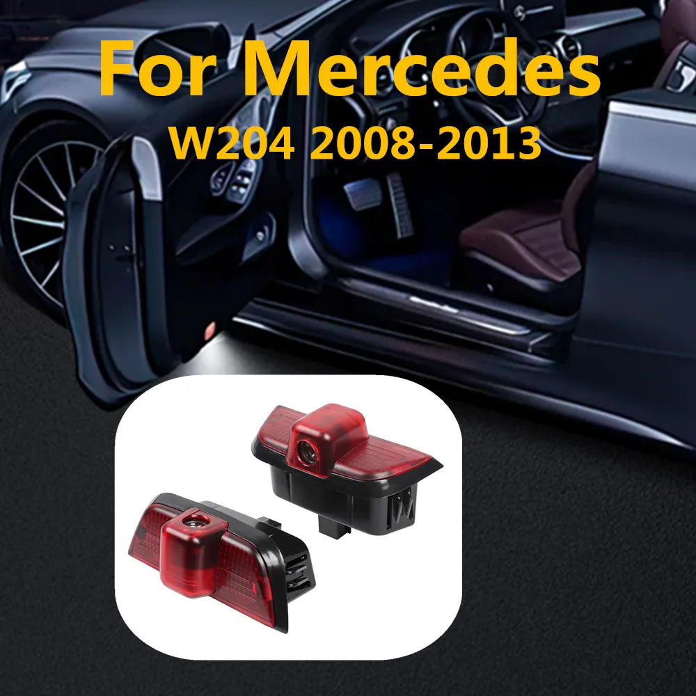 2X LED Car Door Warning Logo Projector Welcome Light Accessories For Mercedes Benz C CLASS W204 2008  - 2013 2009 2010 2011 2012