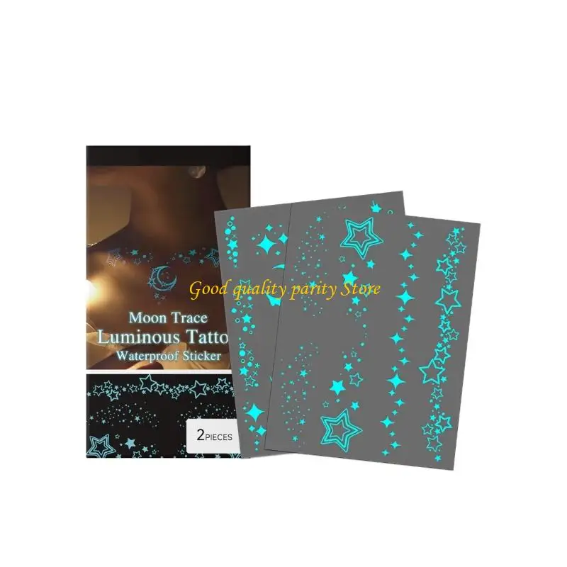 

M4YA Reusable Glowing Skin Tattooes Decals 2Pieces Set Non Irritating Body Art for Halloween Raves and Themed Parties