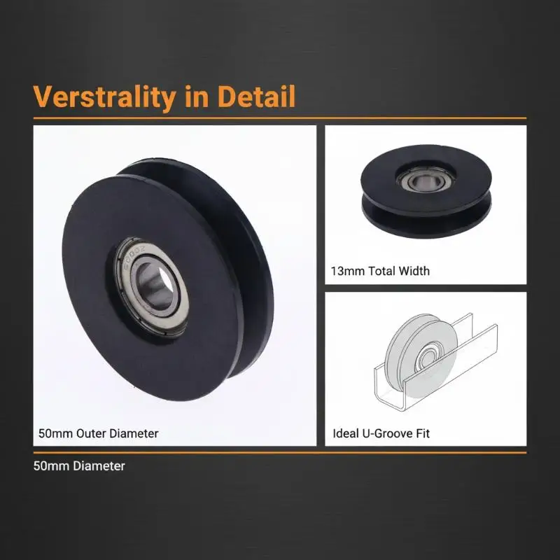 U Grooved Nylon Wire Rope Lifting Pulley 1Pcs Anti-abrasion Over Line Wheel for Garage Storage System Lifting Jobs