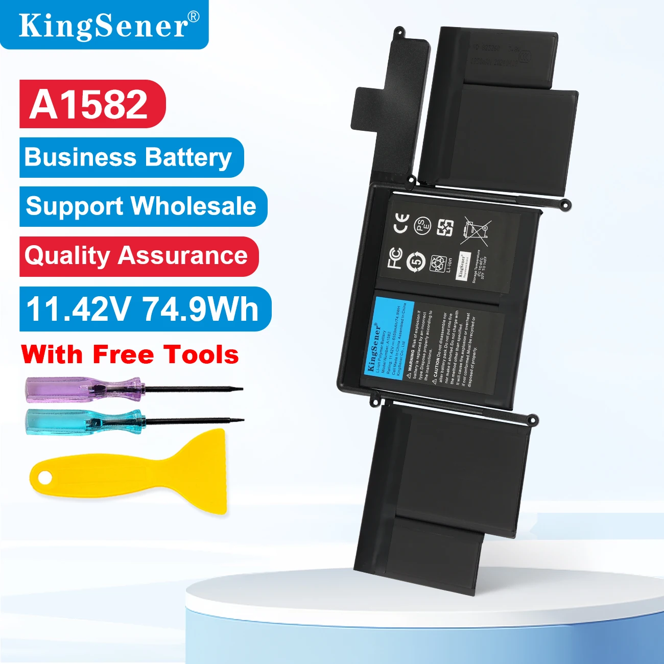 

KingSener A1582 A1493 Laptop Battery For Apple MacBook Pro 13" Retina A1502 2013 2014 2015 Year 020-00010 Free Tools 500+ Cycles