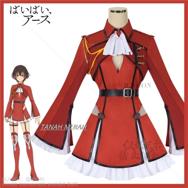 2024 New Anime Bye Bye, Earth Belle Cosplay Costume Red Uniform Dress Stocking Woman Sexy Lovely Halloween Christmas Suit Lolita