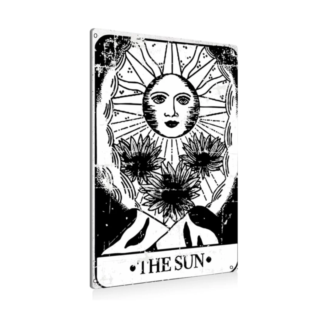 Tarot Cards The Sun Metal Tin Sign Wall Vintage Sign For Home Living Room Bedroom Decor Iron Sheet Painting