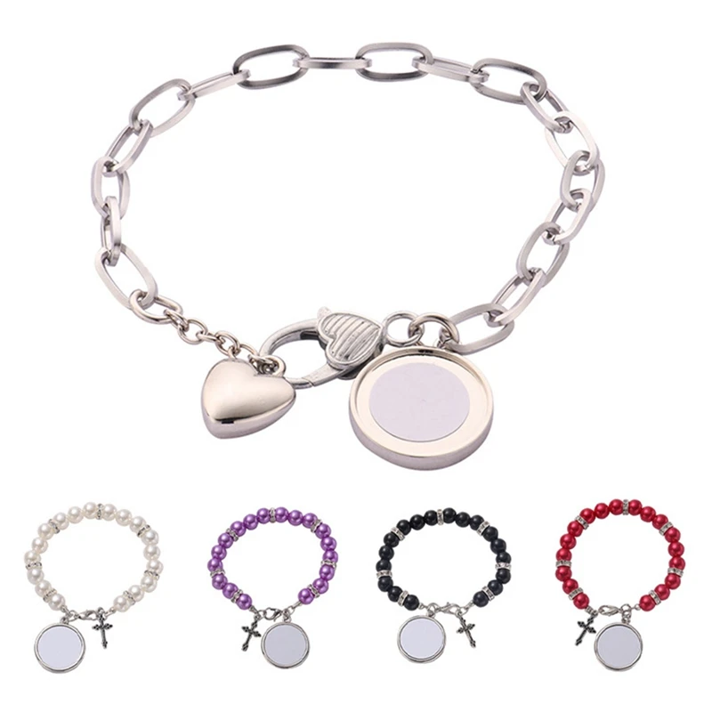 Pulsera en blanco de sublimación, pulsera de transferencia de calor de Metal, llaveros de tablero en blanco para sublimación DIY, 5 uds.