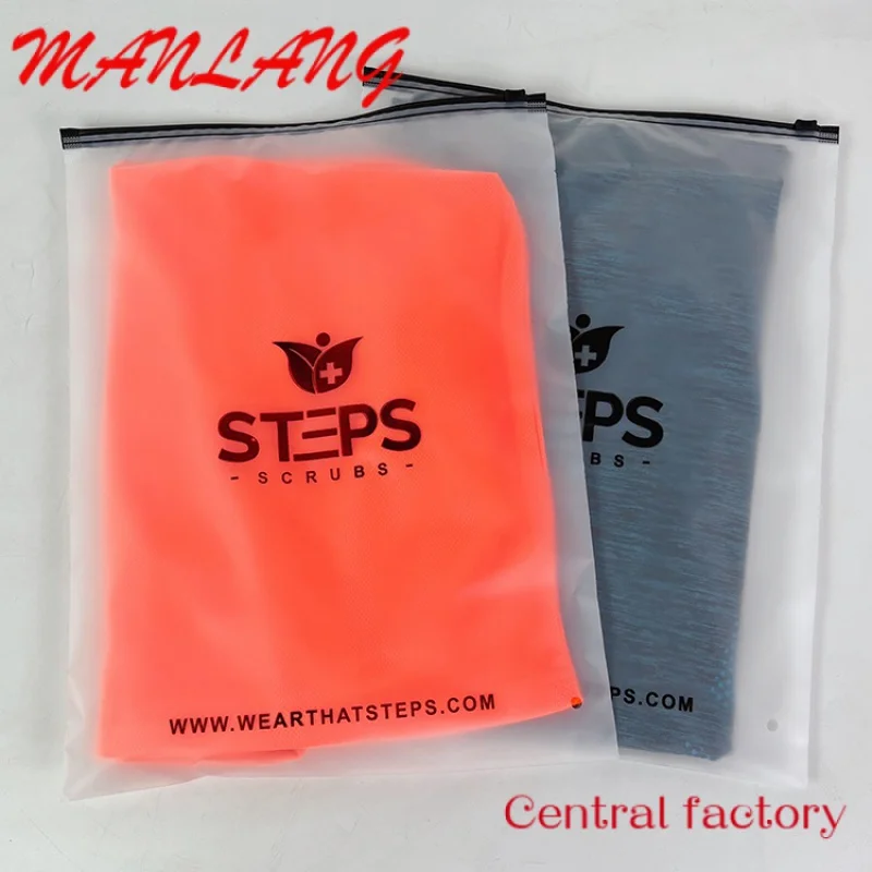 Custom  100MOQ Custom Printing Transparent Plastic Frosted PVC Clothes Blank bag With Zipper