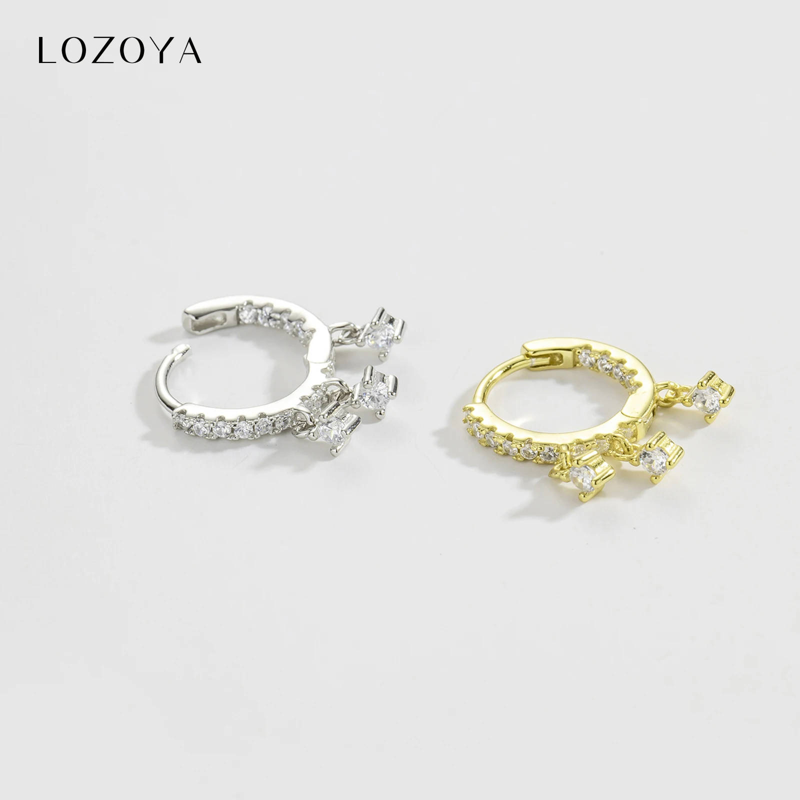 

Серьги-кольца LOZOYA из 100% стерлингового серебра 925 пробы с круглыми цирконами CZ, 2026, женские, роскошные, изысканные, для свадьбы, в стиле рок-панк, ювелирные изделия, подарок