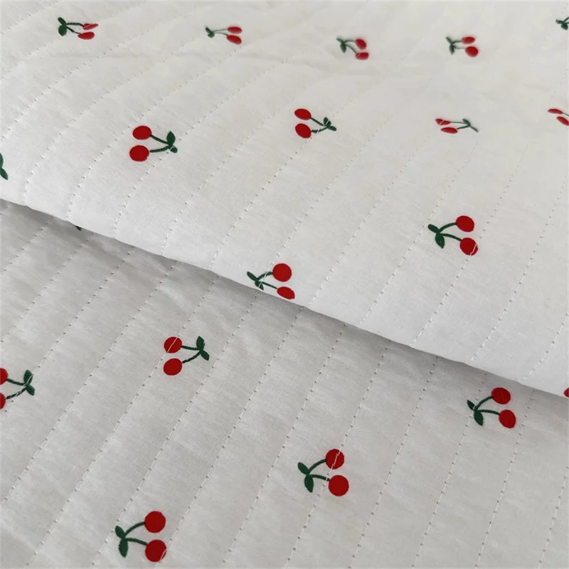 Thickened Vest Polyester Fabric  For Children\'s Clothing Pet Cotton Handmade DIY Bag Cherry Pattern Fabric