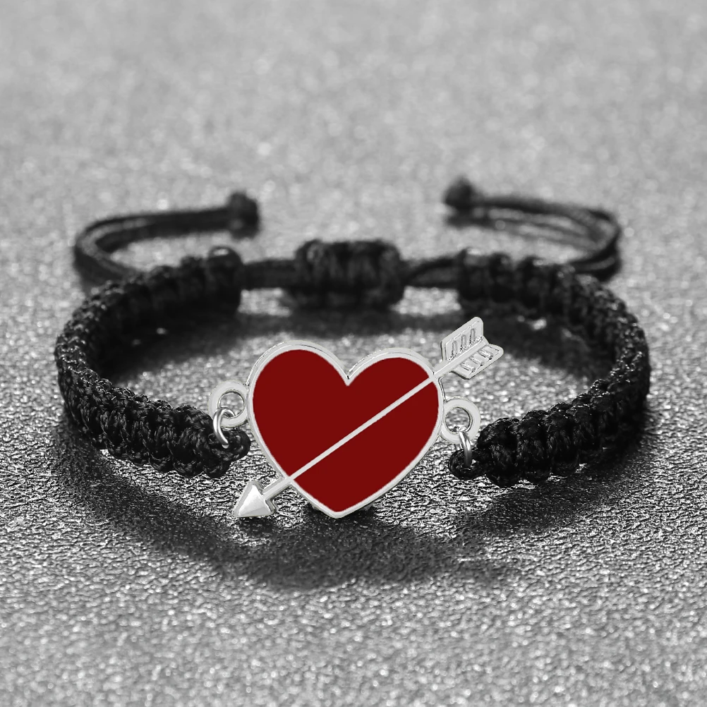 Handmade Bracelets Braided Rope Chain Bangles Red Fall in Love Woven Jewelrys Women Men Couple Valentine's Day Gifts Lover Heart